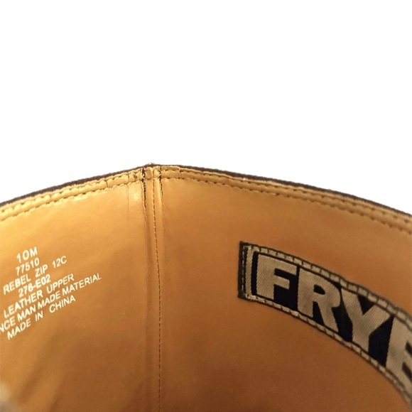 SOLD FRYE Vintage Rebel Zip Platform Chunky Square Toe Tall Brown Leather Boots - Picture 4 of 6